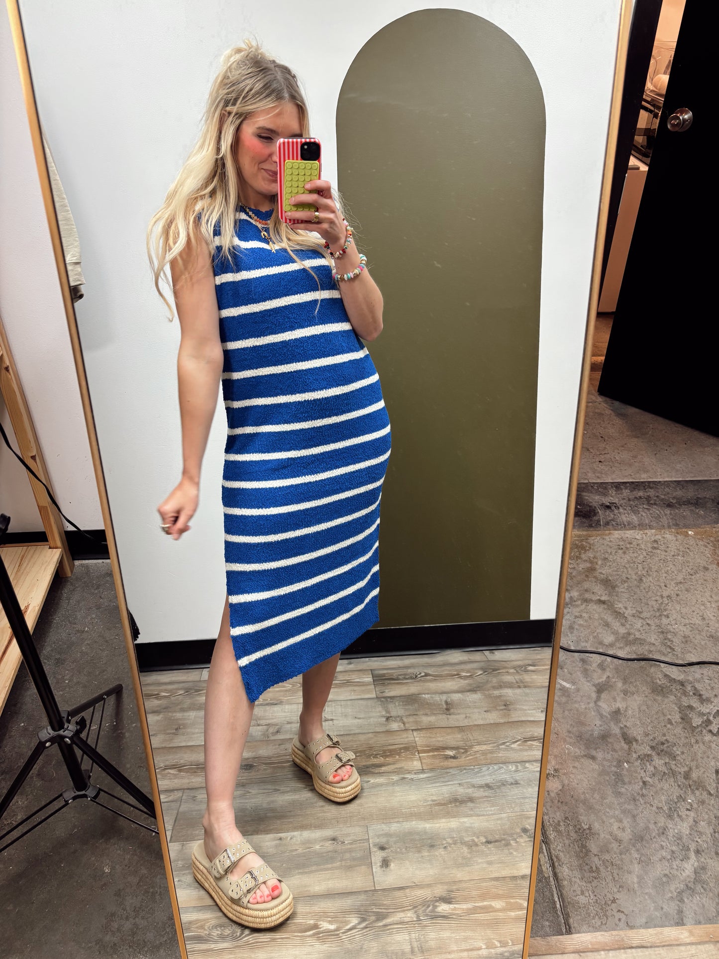 Candy Stripe Knit Dress (Blue)
