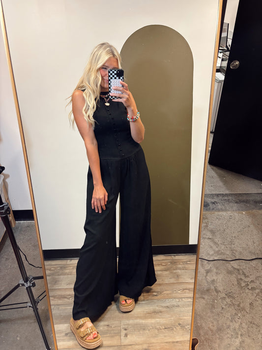 Kathy Button Jumpsuit (Black)