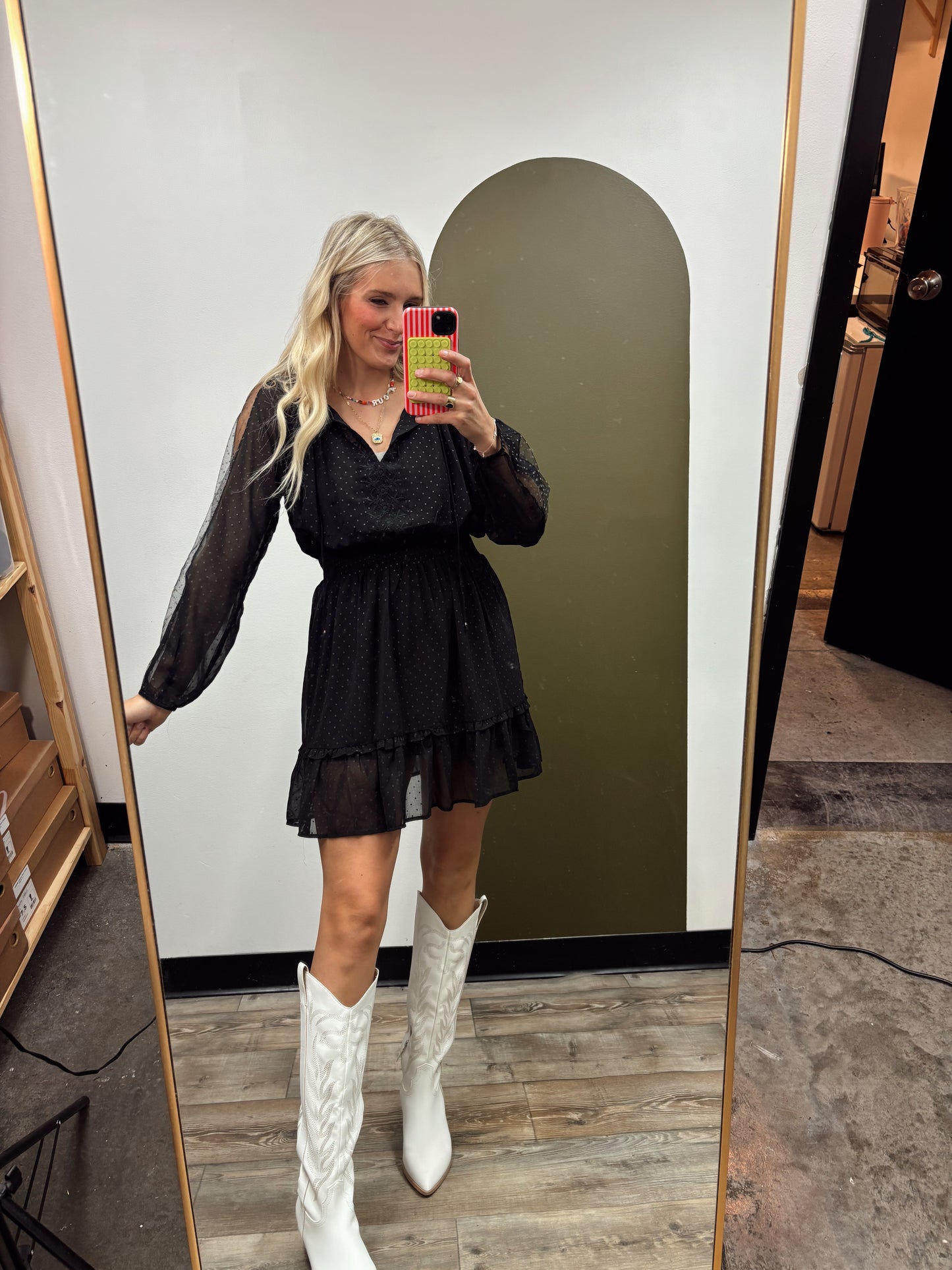 Tiana Sheer Dot Dress