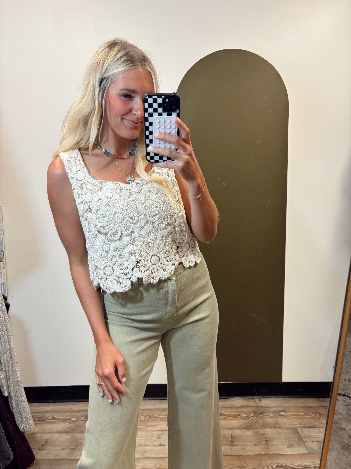 In Bloom Crochet Tank (Cream)