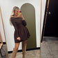 Stephany Off Shoulder Dress (Brown)