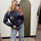 Adaline Flower Stitch Sweater (Navy)
