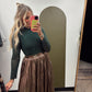 Mila Embellished Mock Neck Top (Forest)