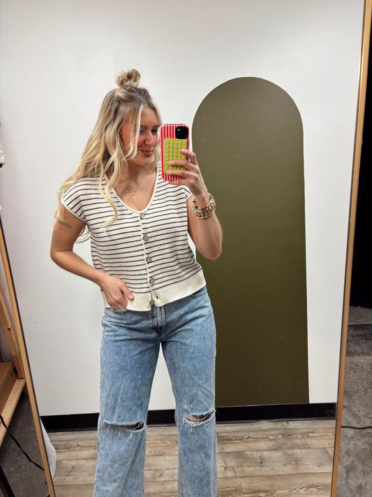 Jamie S/S Button Cardy (Cream)