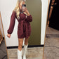 Sadie Front Tie Dress (Merlot)