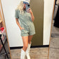 Cali Vibe Denim Romper (Sage)