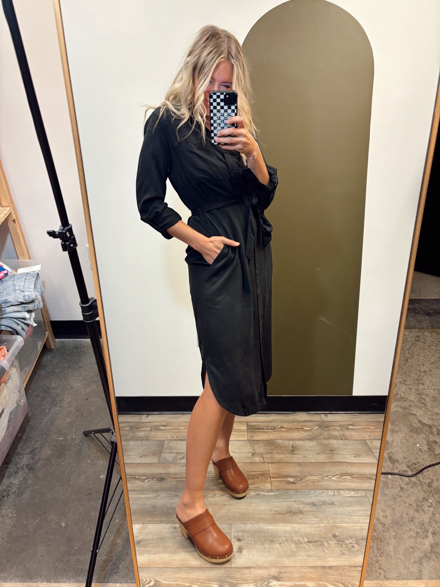 Maeve Button Down Dress (Black)