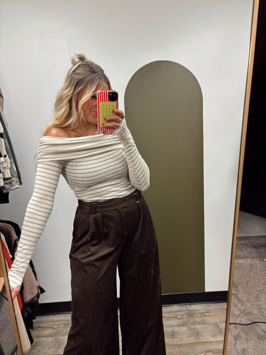 Off Shoulder Stripe Bodysuit