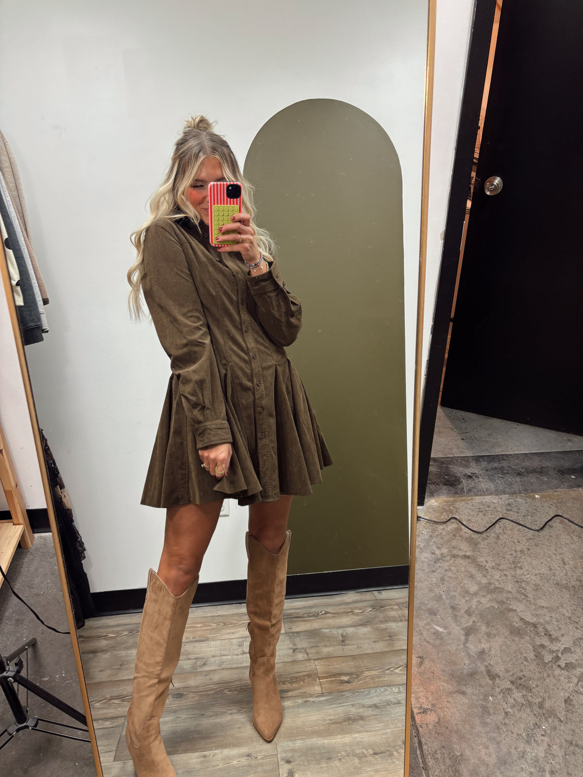 Carmine Cord Dress (Chocolate)