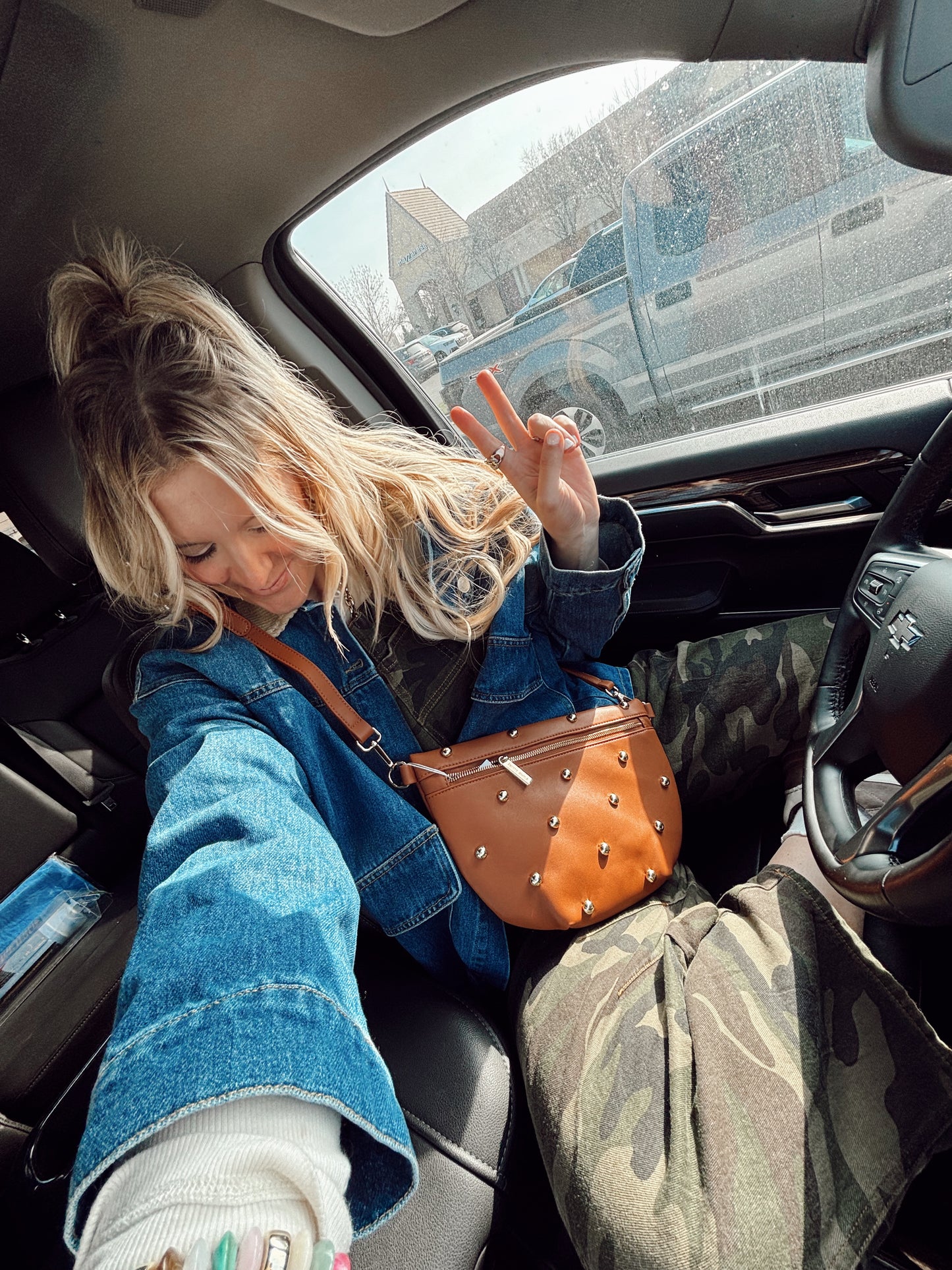 Studded Westlyn Bum Bag (Camel)