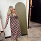 Sheer Plaid Maxi Dress (Rust)