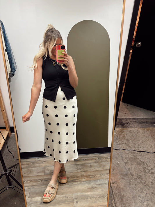Perfect Polka Dot Midi Skirt