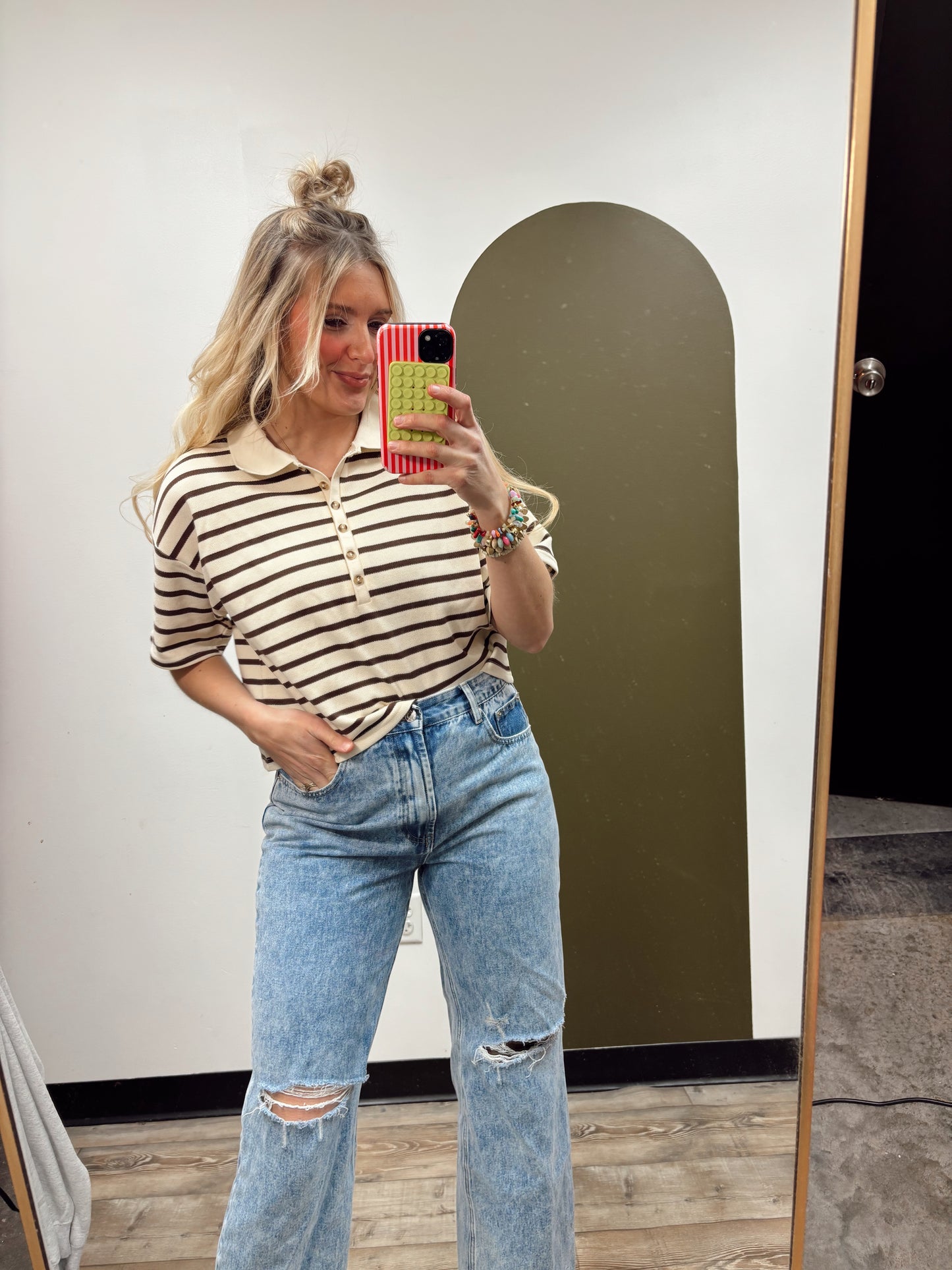 Bella Stripe Top (Brown)