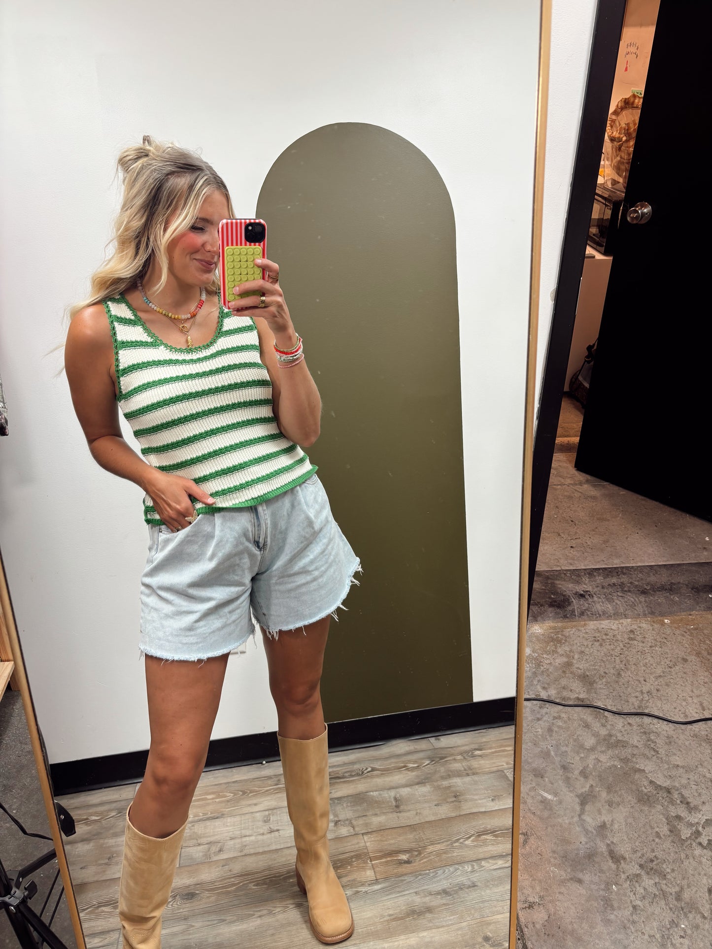 Lyla Stripe Tank (Green)