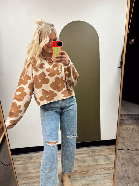 Rosa Flower Sweater (Taupe)