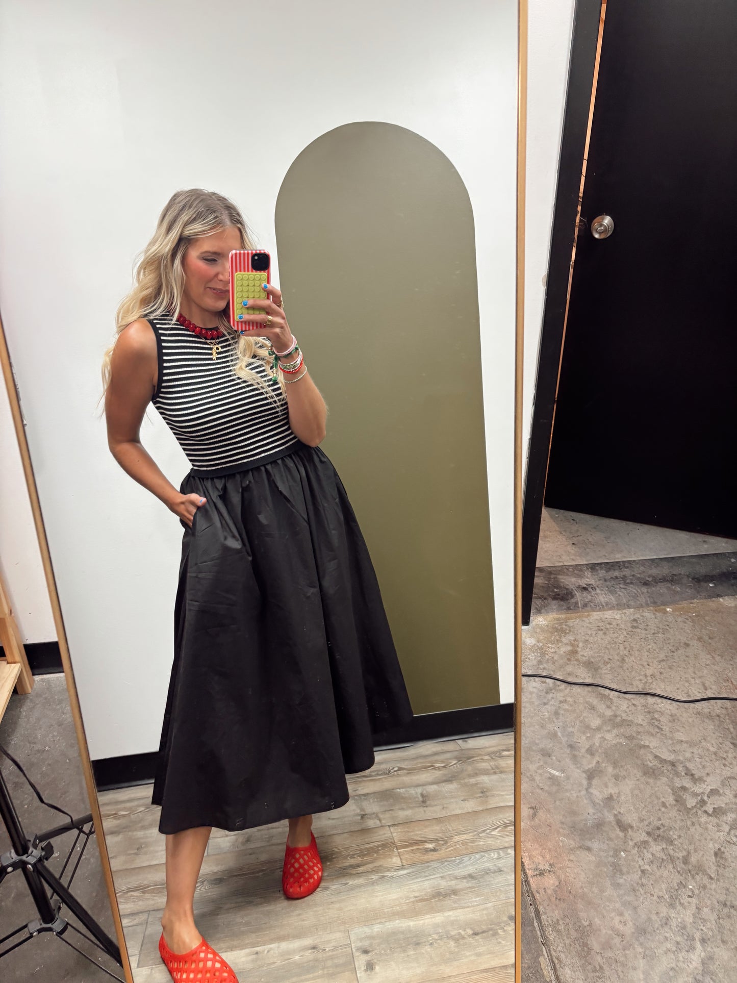 Seaside Stripe Maxi Dress (Black)