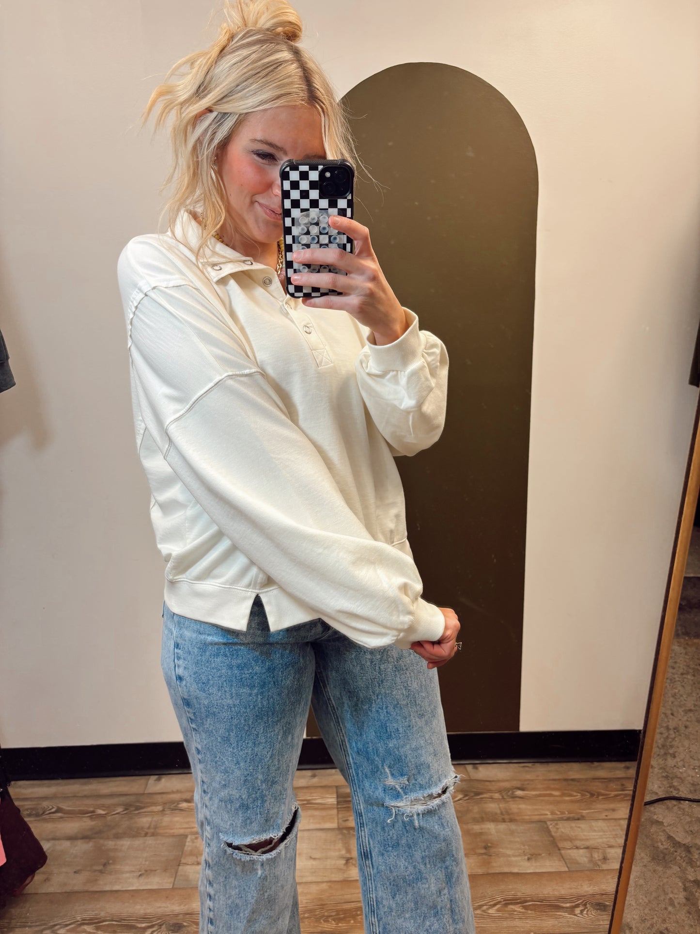 Lee Half Snap Top (Ivory)