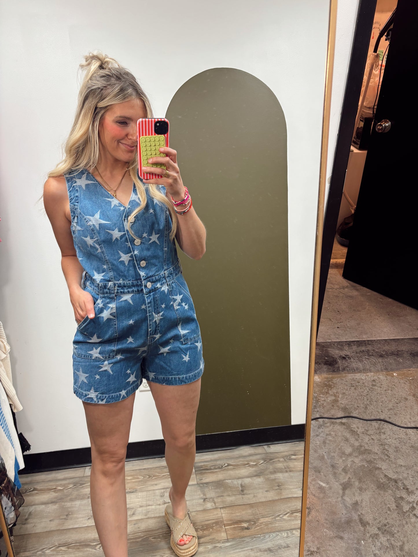 Stars Align Denim Romper