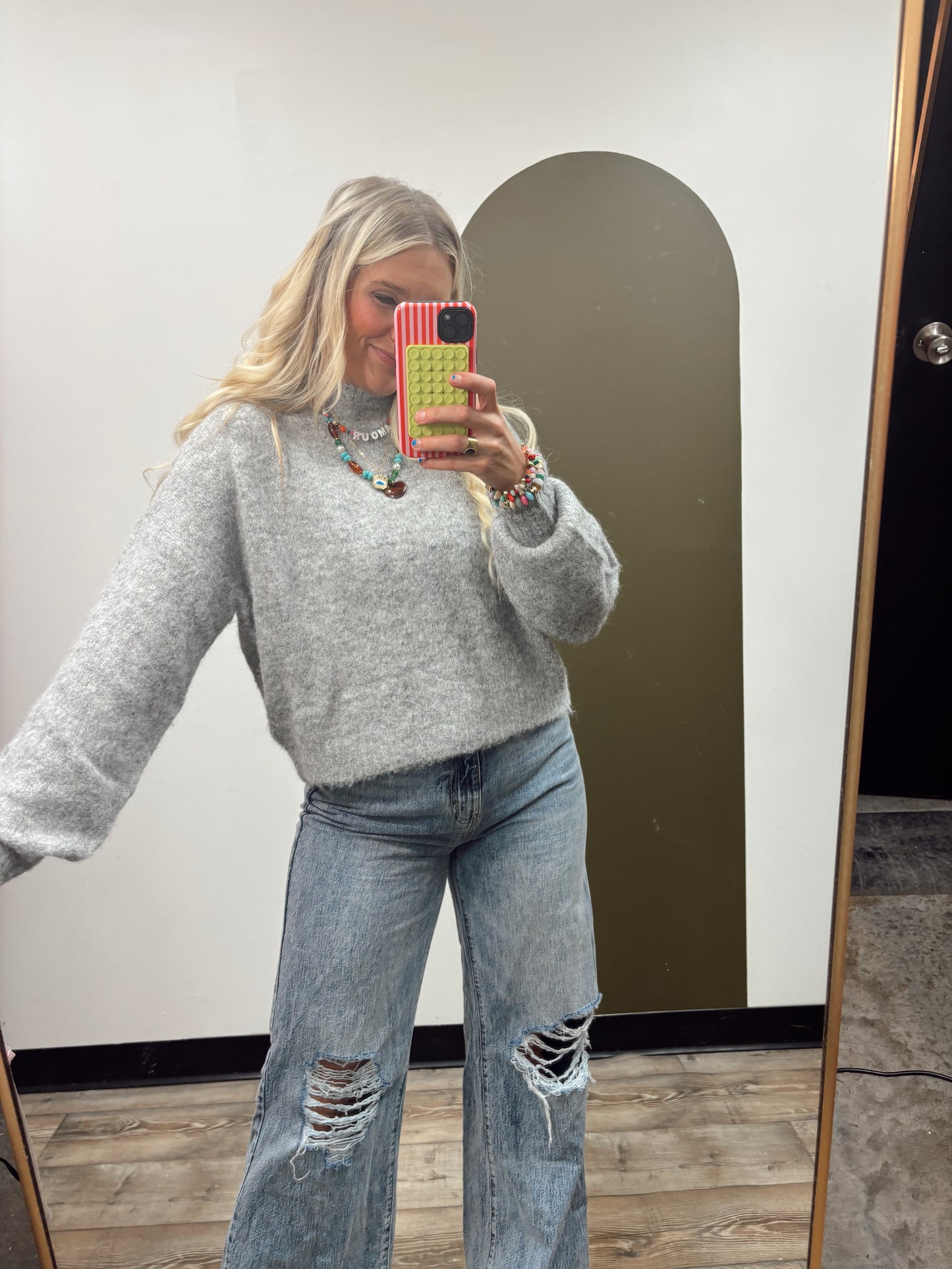 Reign Mock Neck Sweater (Grey)