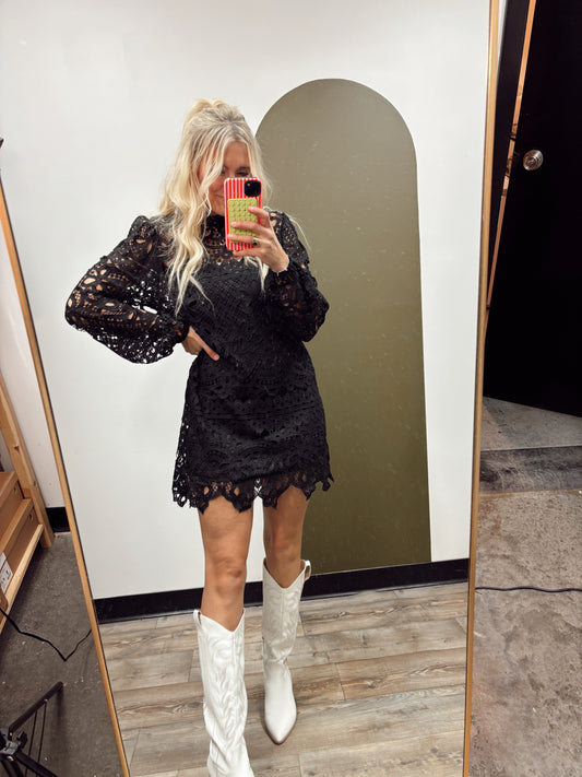 Tallie Lace Mini Dress (Black)