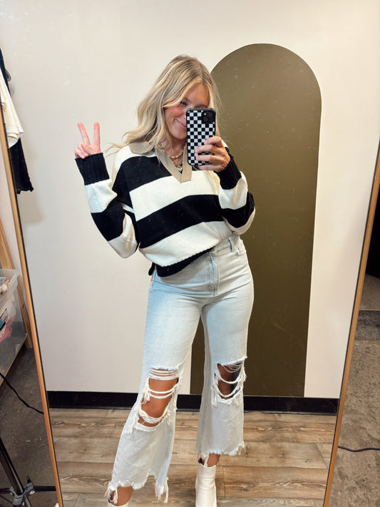 Ruby Contrast Sweater (Ivory)