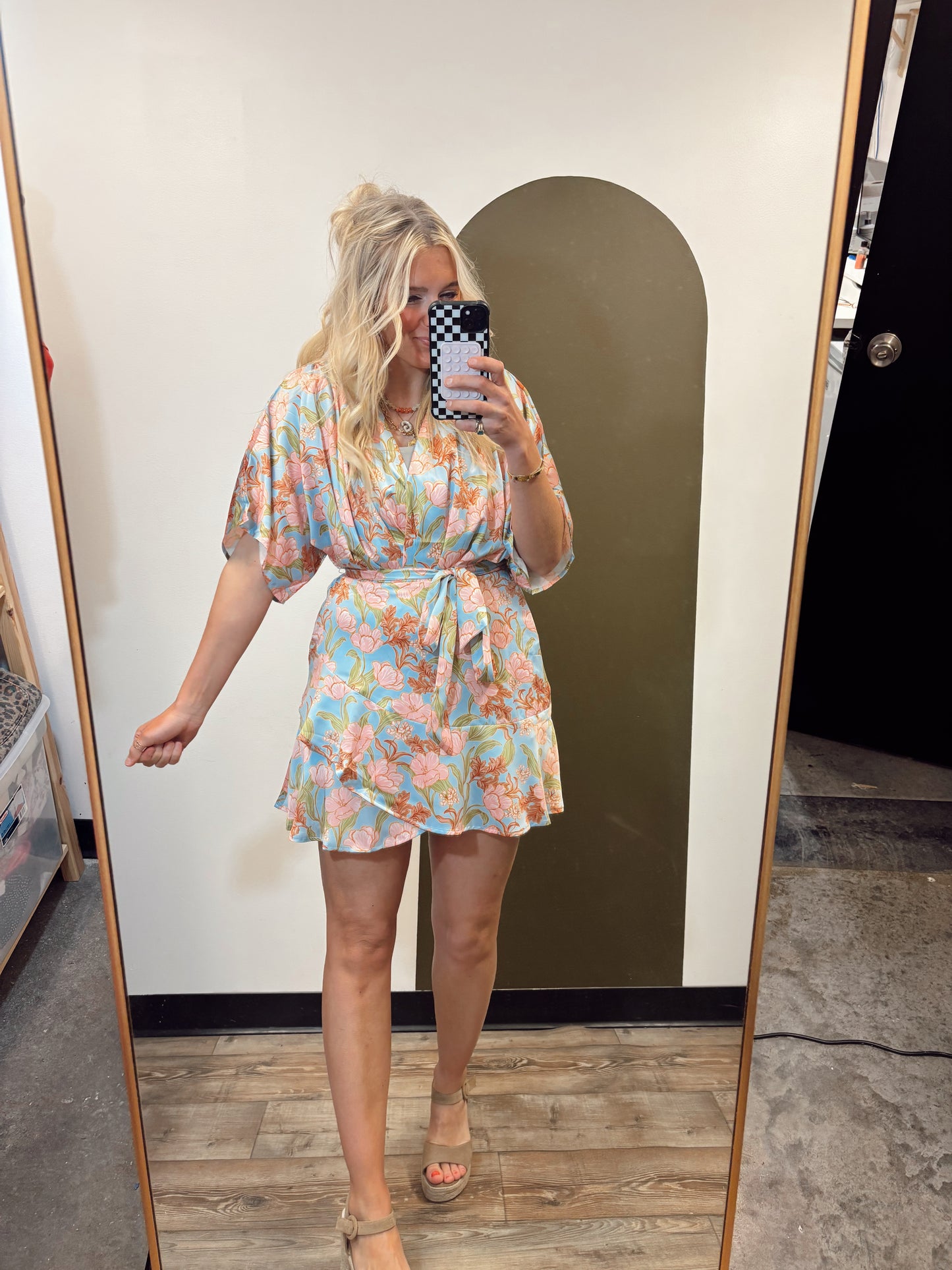 Mirna Satin Floral Mini Dress