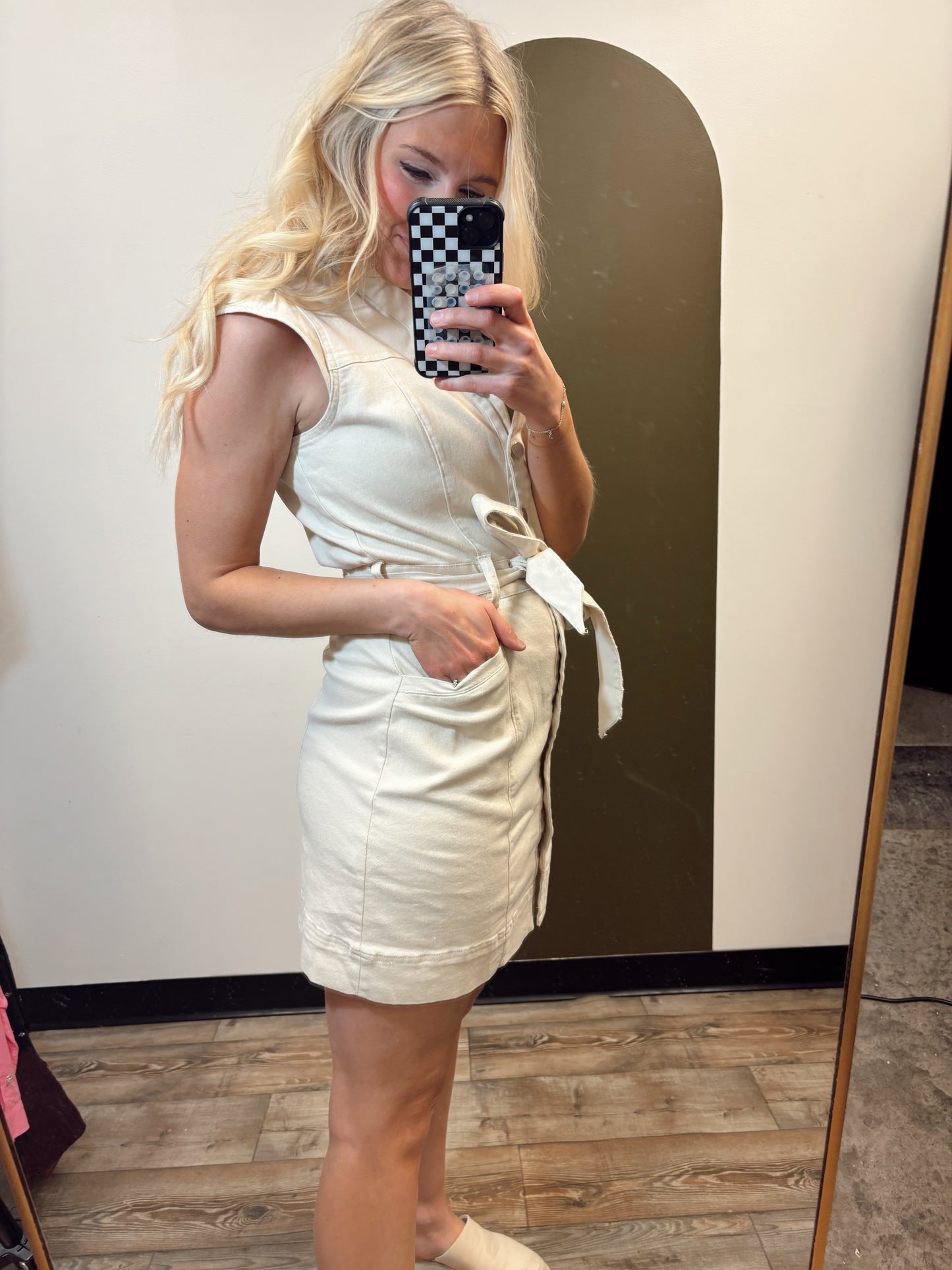 Kathleen Button Dress (Sand)