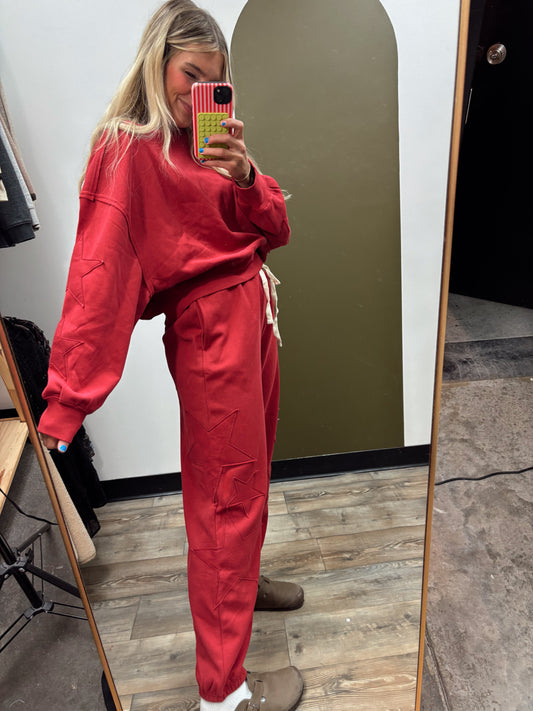 Subtle Star Sweatpant (Red)