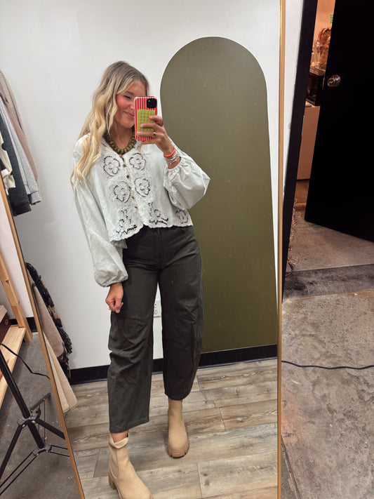 Salma Emb Denim Top