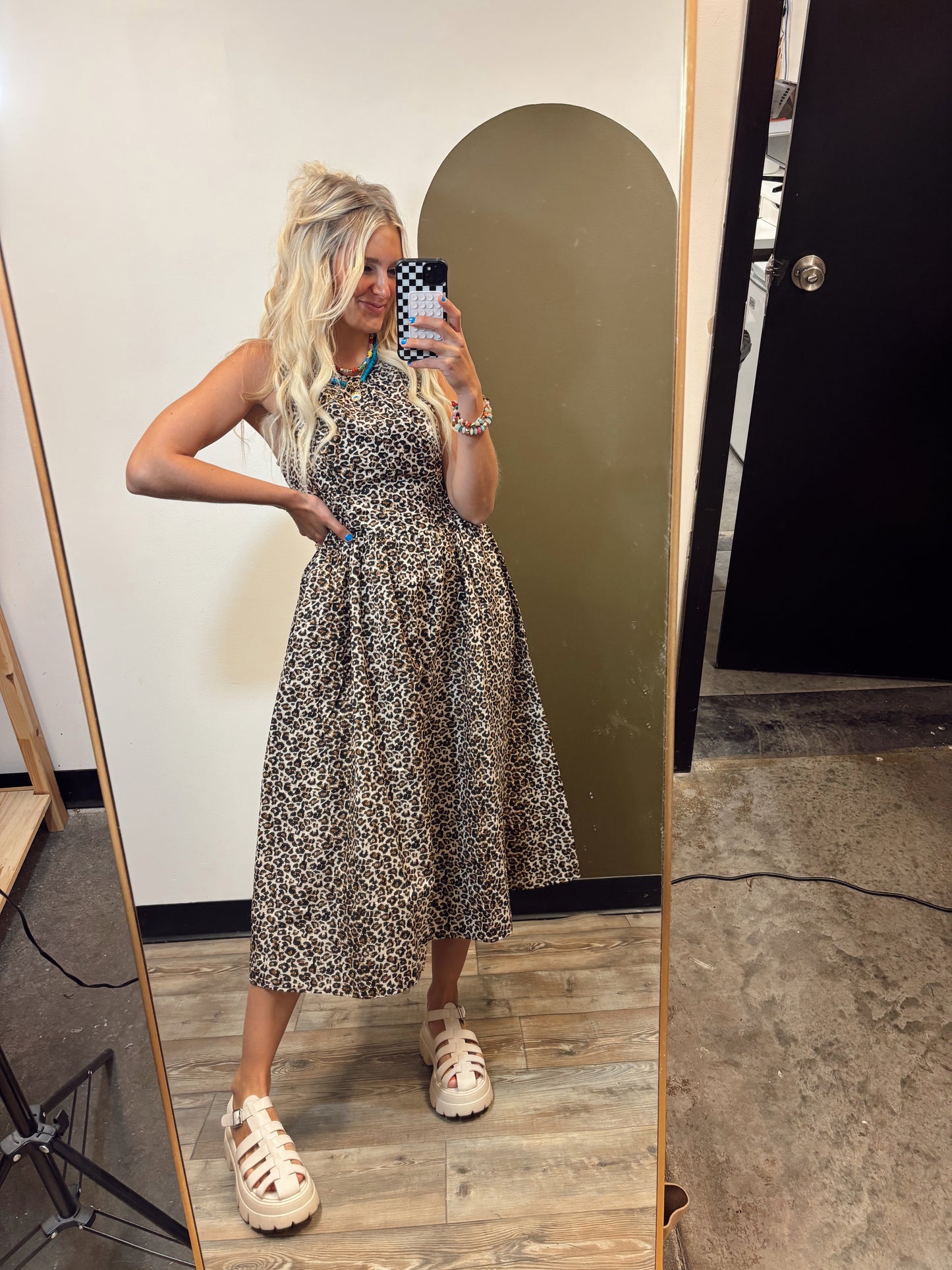 Lane Leopard Midi Dress