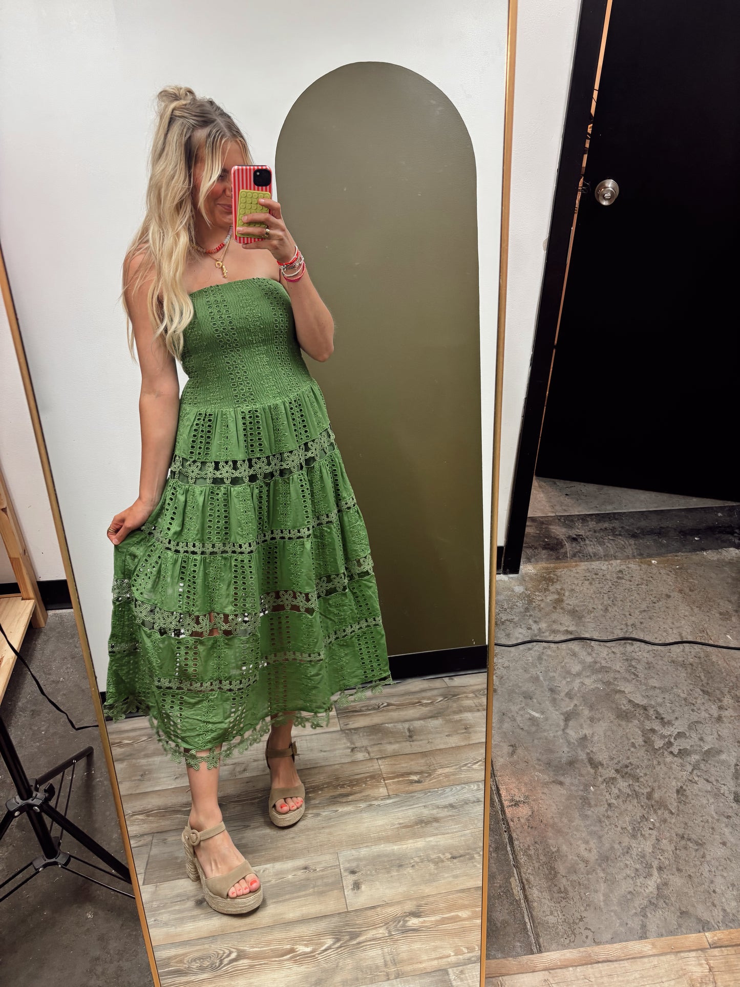 Vineyard Eyelet Dress (Green)
