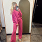 Rosy Textured Sweater Set