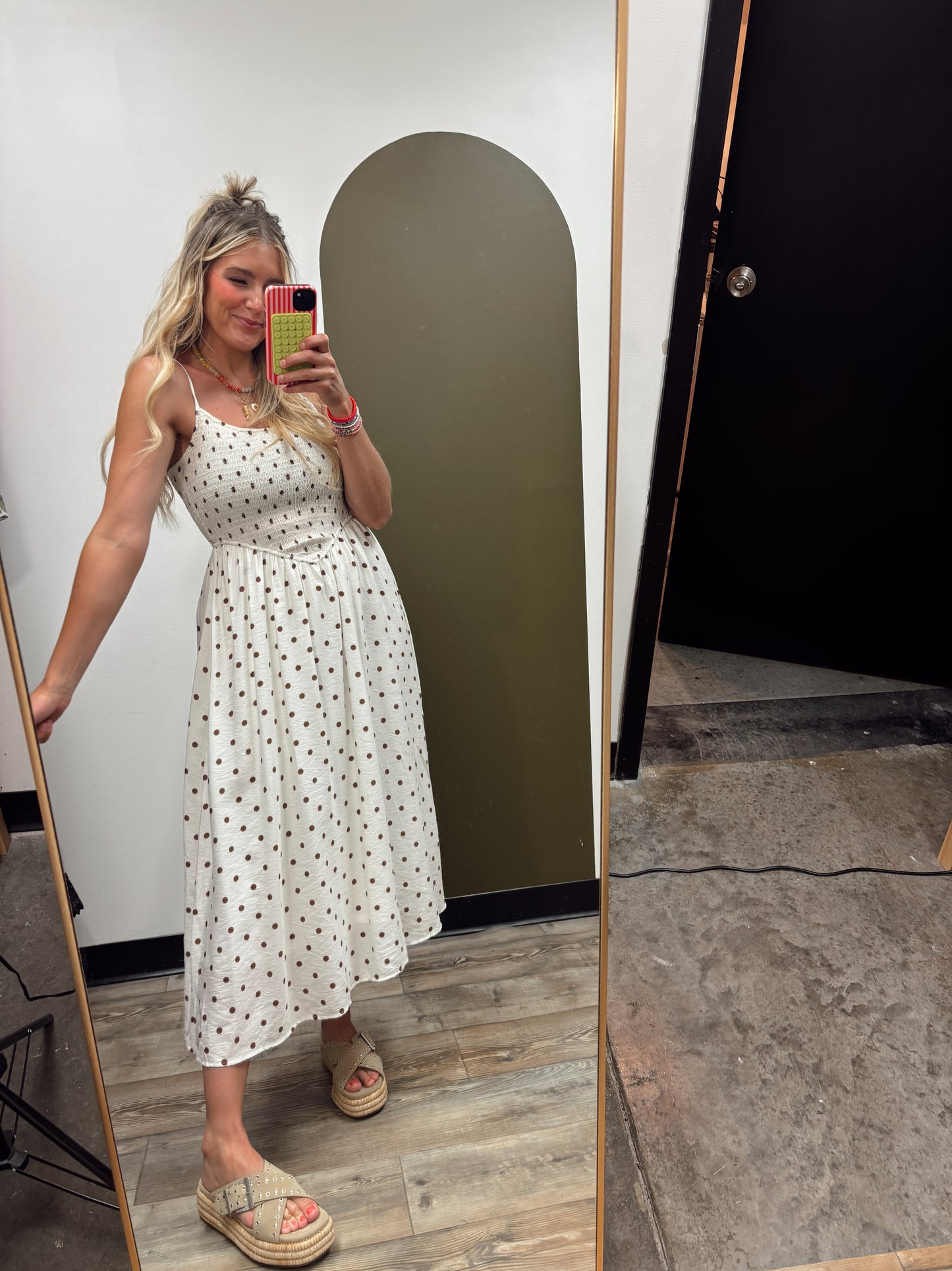 Gwyn Polka Dot Midi (Brown Dot)