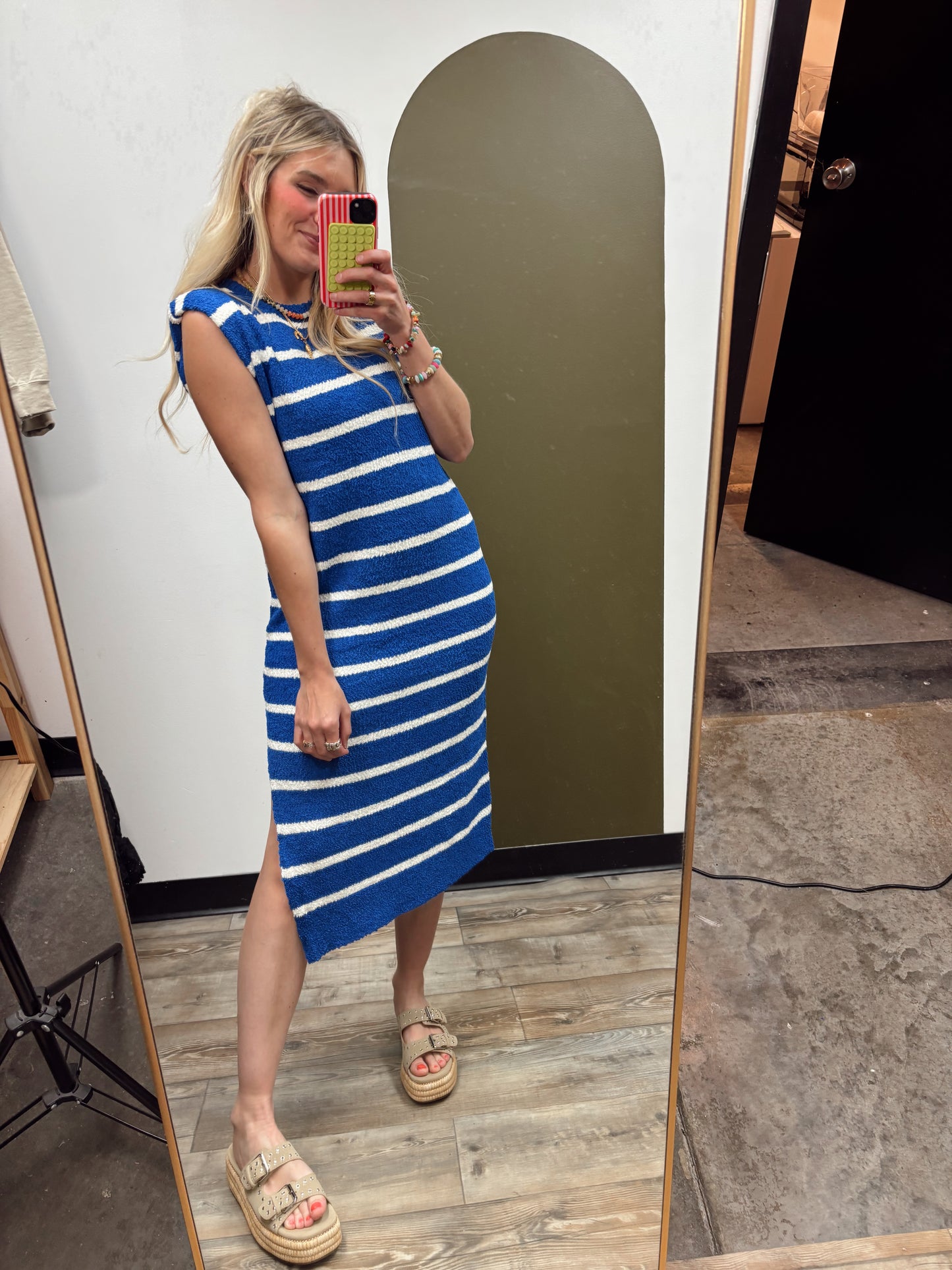 Candy Stripe Knit Dress (Blue)