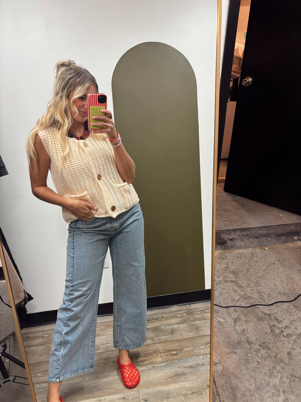 Luz Gold Button Knit Top