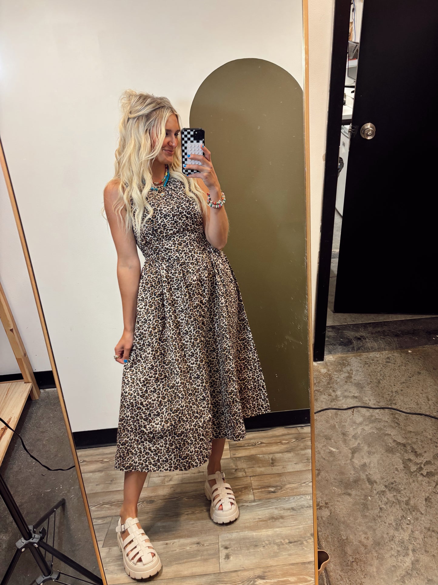 Lane Leopard Midi Dress