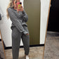 Fallon Cable Knit Zip Sweater (Charcoal)