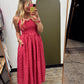 Chelsea Gingham Maxi Dress (Cherry)