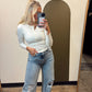 Ribbed Henley Top (Ivory)