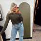 Scallop Fuzzy Button Cardigan (Olive)