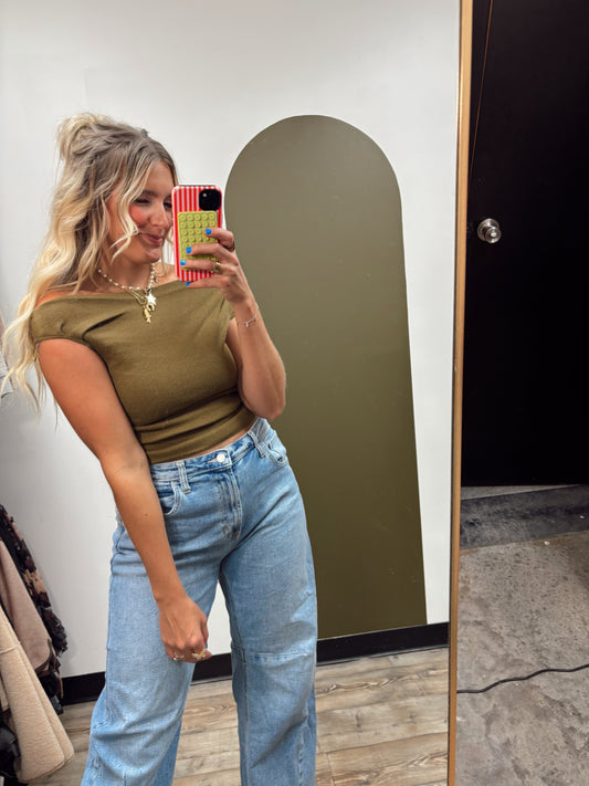 Rayne Boat Neck Top (Moss)
