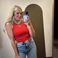 Rashida Rib Crop Tank (Red)