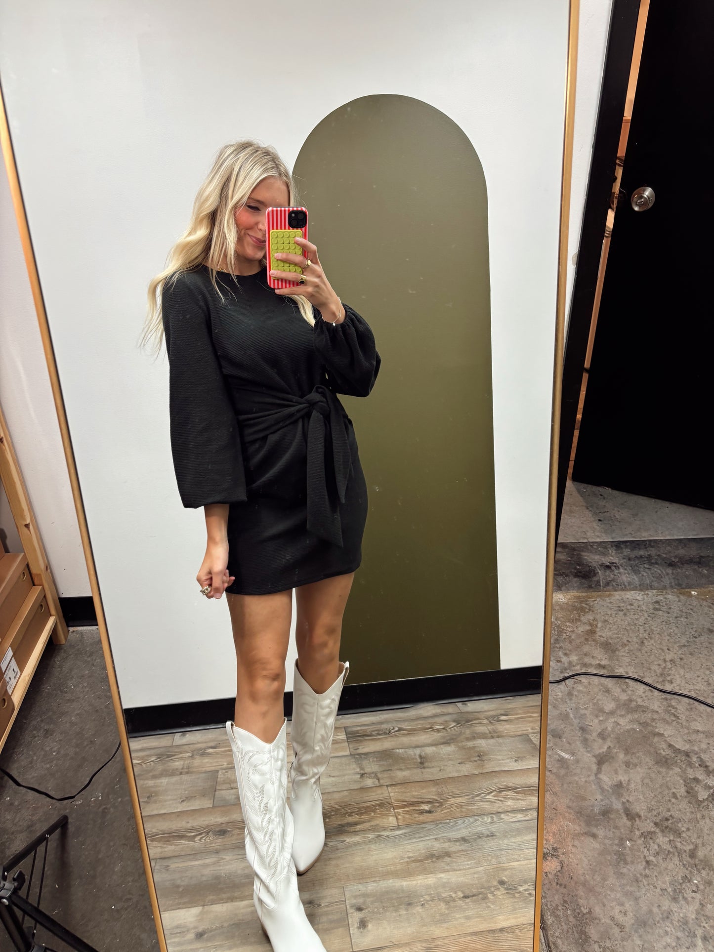 Sadie Front Tie Dress (Black)