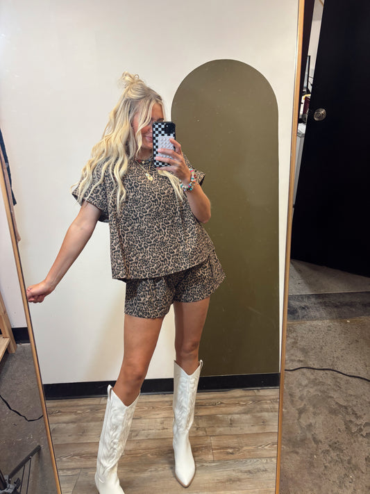 What A Pair Leopard Short Set