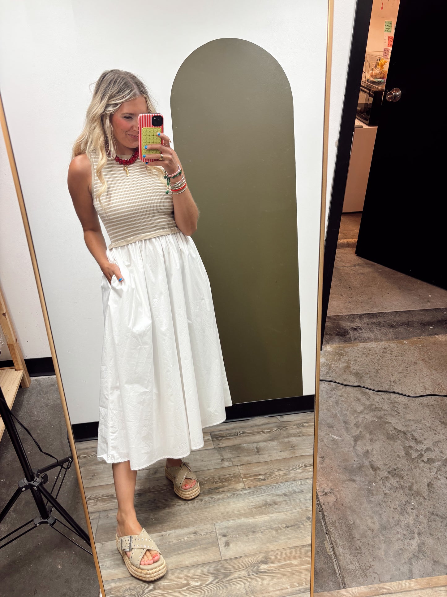 Seaside Stripe Maxi Dress (Taupe)
