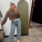 Nova Layered Crop Sweatshirt (Brown/Pink)