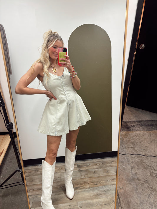 Icy Denim Button Romper