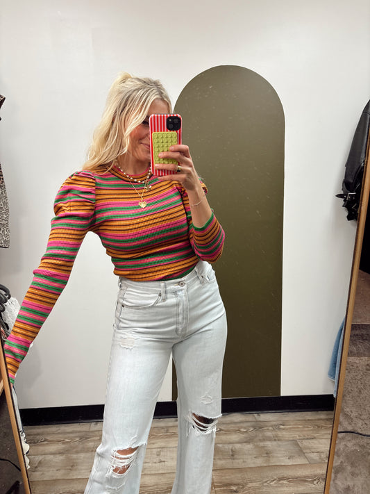 Skylar Stripe Sweater (Mustard)