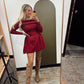 Stephany Off Shoulder Dress (Scarlet)