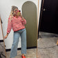 Clare Button Stripe Cardigan (Red)